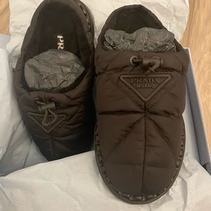 Prada
Rush Quilted Nylon Slipper Mules